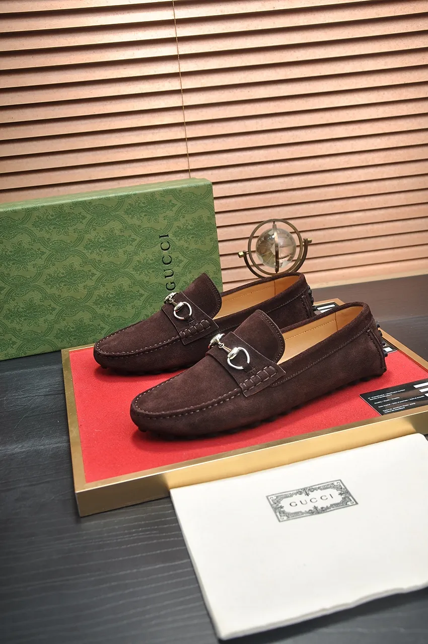 Men's Men's Shoes💰420💶【GUCCI】 (High-end Niuli) New 🍀Gucci*——Gucci Doudou Shoes! Made of imported original cowhide, the inner top layer is comfortable cowhide lining! Original wear-resistant rubber outsole! High quality products! Code number 38-44!